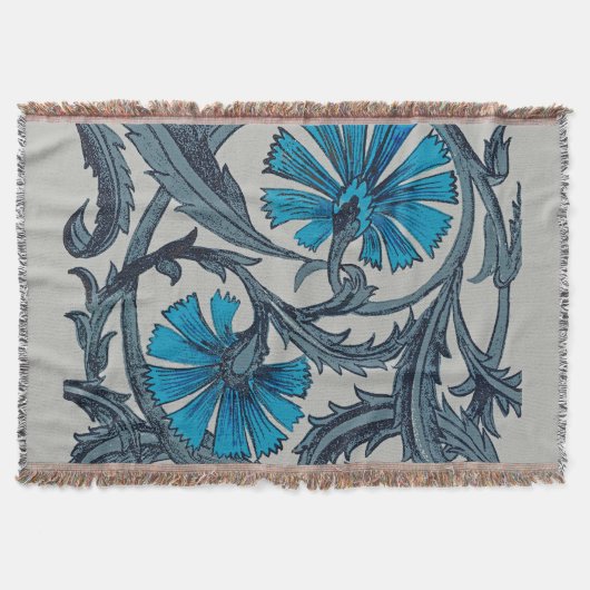 Couverture vintage bleu antique fleurs artisanat rustique (Devant)