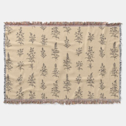 Couverture Vintage Botanical Herb Pattern – Neutral Floral (Devant)