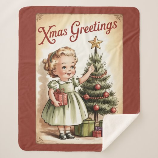 Couverture vintage de Noël en Sherpa (Devant)