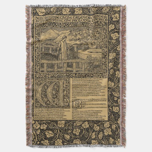 Couverture Vintage feuille de chaucer par Kelmscott Press (devant Vertical)