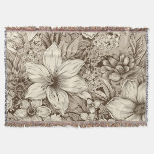Couverture Vintage Floral Sepia Motif (3)