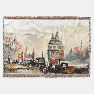 Couverture Vintage London Street Scene Art Throw