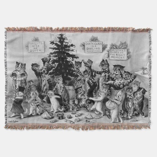 Couverture Vintage Louis Wain Cats fêtant Noël (Devant)