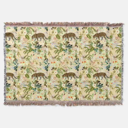 Couverture Vintage Moderne Fleur Tiger Jungle Tropical (Devant)