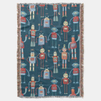 Vintage Retro Robot Motif Dark