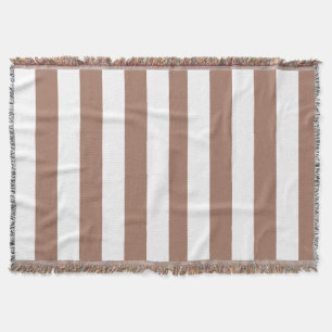Couverture Vintages bandes verticales Mocha Mousse Blanc