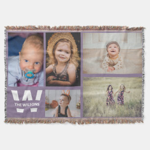 Couverture Violet Blanc Plusieurs Photos Personnalisées Monog