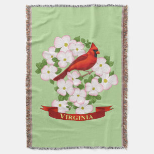 Couverture Virginie State Cardinal Bird and Dogwood Flower