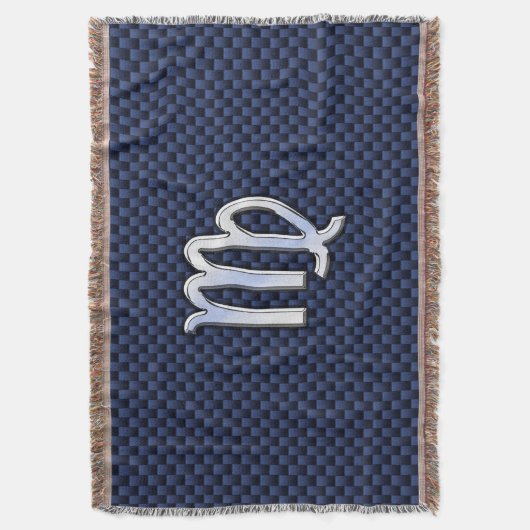 Couverture Virgo Zodiac Sign on Navy Blue Carbon Fiber Print (devant Vertical)