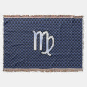 Couverture Virgo Zodiac Sign on Navy Blue Carbon Fiber Print (Devant)