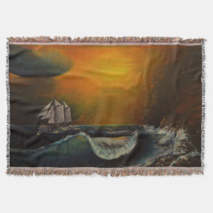Couverture Voilier et coucher du soleil au rivage rocheux