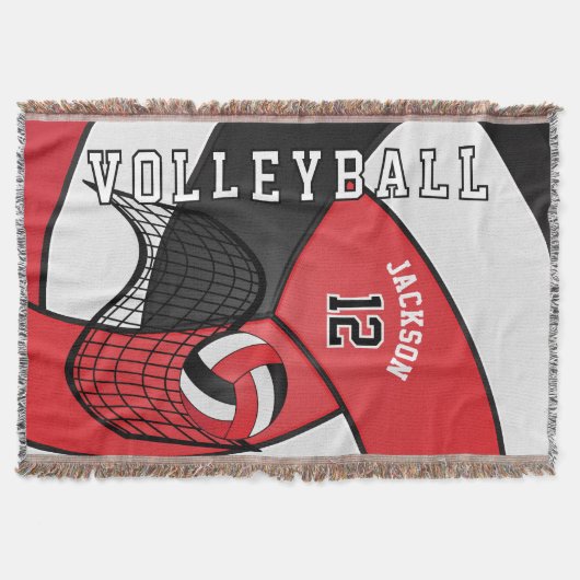 Couverture Volley 🏐 Sport Ball en Rouge, Blanc et Noir (Devant)