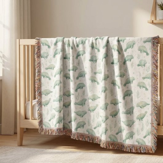 Couverture Watercolor Manatee Nursery Blanket