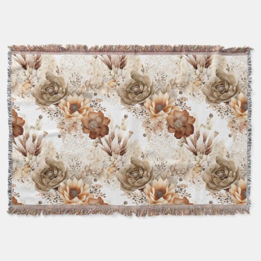 Couverture Western Brown Cream Southwest Floral (Devant)