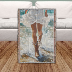 Couverture Western Fringe Jetée Blanche Plage de la fille
