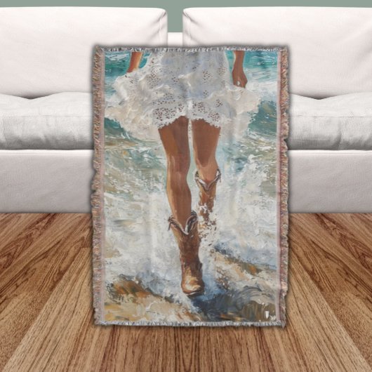 Couverture Western Fringe Jetée Blanche Plage de la fille