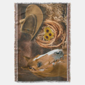 Couverture Western Horse Cowboy Casquette Lasso Sunflowers (devant Vertical)