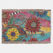 Couverture Whimsical Floral Art Custom Name Throw Blanket (Devant)