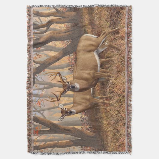 Couverture White Deer Buck & Doe Automne Maple Woods (devant Vertical)