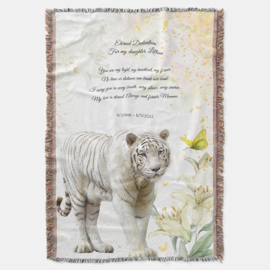 Couverture White Tiger and Lilies Devotion Blanket (devant Vertical)