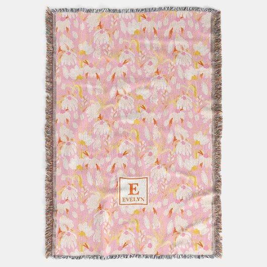Couverture Wildflower Monogram Name Throw Blanket