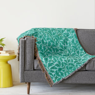 Couverture William Morris Chêne Feuilles, Turquoise & Aqua Th