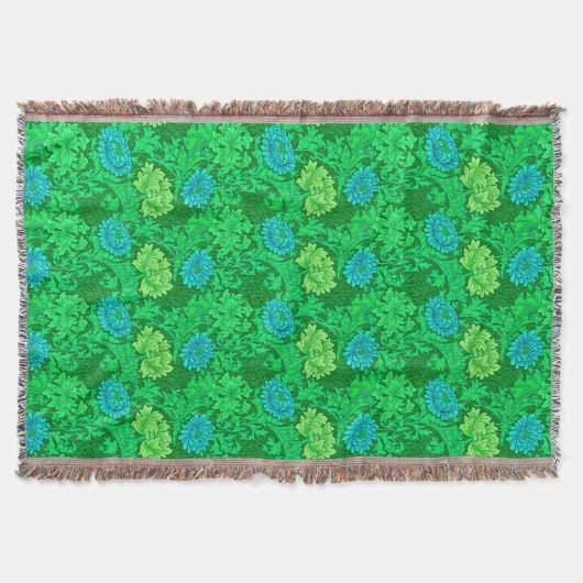 Couverture William Morris Chrysanthemums, Lime Green & Aqua (Devant)