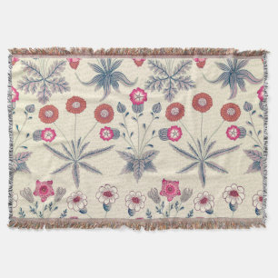 Couverture William Morris Daisy Motif floral Orange rouge