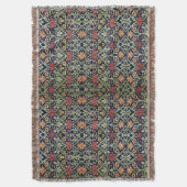 Couverture William Morris Fleurs Feuillage Vert Jaune Rouge R (devant Vertical)