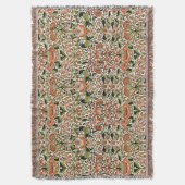 Couverture William Morris Fleurs Lodden Foliage Vert rose (devant Vertical)