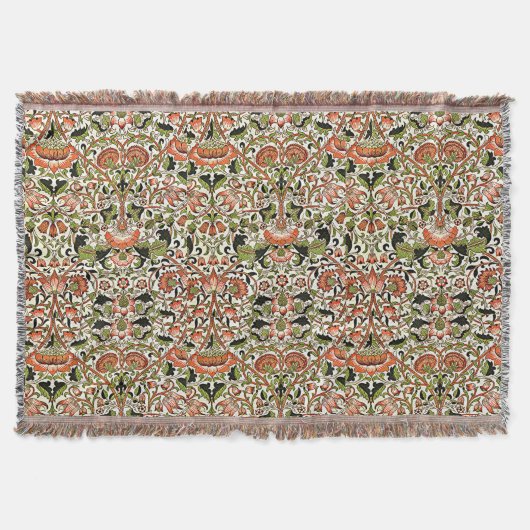 Couverture William Morris Fleurs Lodden Foliage Vert rose (Devant)