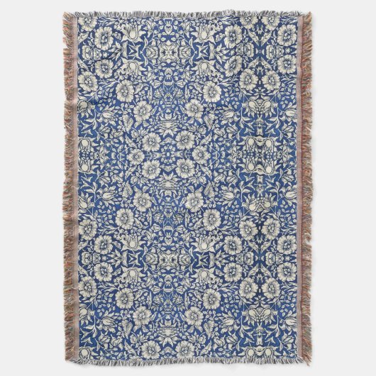 Couverture William Morris Fleurs Mallow Floral Bleu Blanc Bla (devant Vertical)