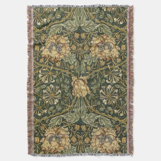 Couverture William Morris Honeysuckle Vert Floral (devant Vertical)