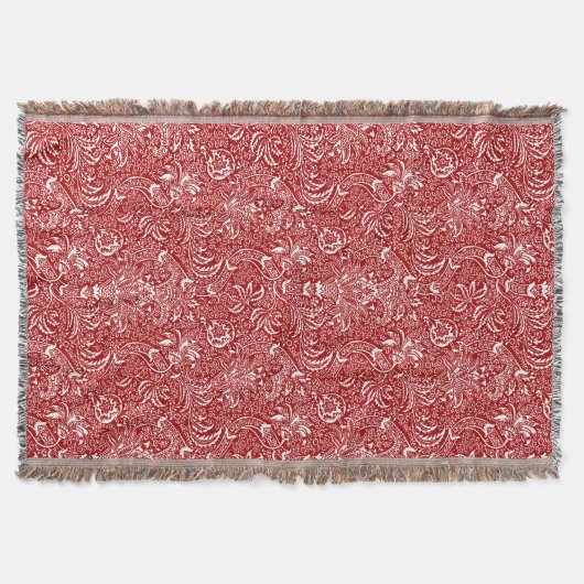 Couverture William Morris Indien, rouge foncé et blanc (Devant)