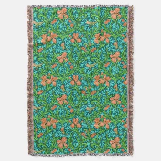 Couverture William Morris Irises, orange et turquoise (devant Vertical)