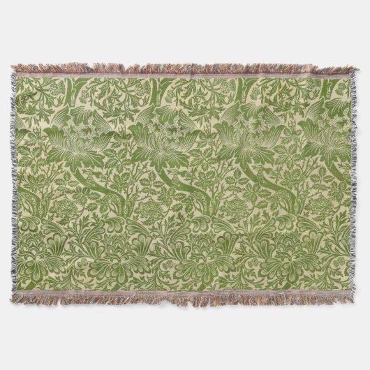 Couverture William Morris Rose & Chardon Floral Vert (Devant)