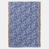 Couverture William Morris Thistle Damask, Cobalt Bleu & Blanc (devant Vertical)