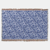 Couverture William Morris Thistle Damask, Cobalt Bleu & Blanc (Devant)
