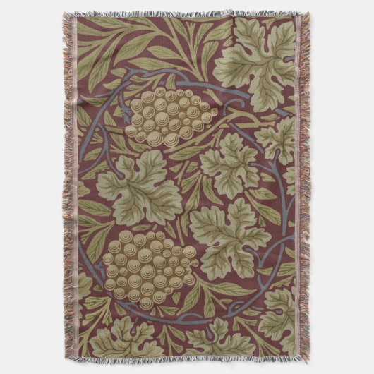 Couverture William Morris Vine Grappe Rouge Vert Art (devant Vertical)