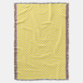 Couverture Yellow and gray patterned blanket with fringed (devant Vertical)