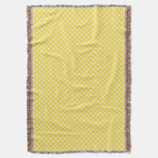 Couverture Yellow and gray patterned blanket with fringed (devant Vertical)