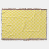 Couverture Yellow and gray patterned blanket with fringed (Devant)