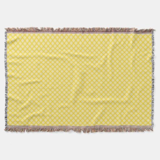 Couverture Yellow and gray patterned blanket with fringed (Devant)