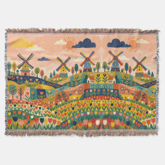 Couverture Yellow Navy Windmill Blanket - Tulip Field