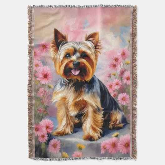 Couverture Yorkie Dog Flower (devant Vertical)