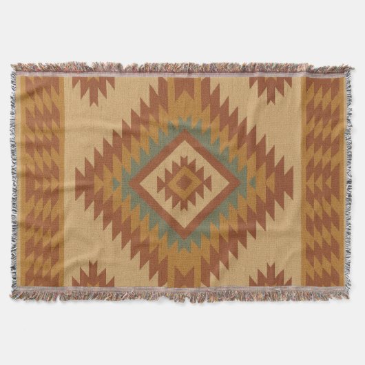 Couverture Zapotec Folk Art Diamond Cotton Blanket Jeter (Devant)
