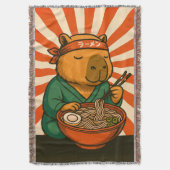 Couverture Zen Capybara Eating Ramen with Radiating Stripes (devant Vertical)