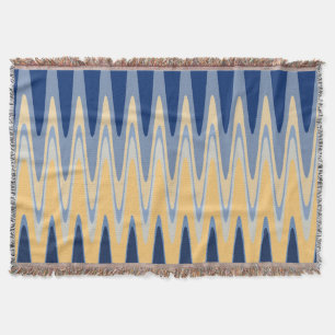 Couverture Zig Zag Bleu Jaune Gris Beige Motif
