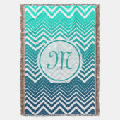 Couverture Zigzag Blanc Chevron Et Arrière - plan Vert Bleu (devant Vertical)
