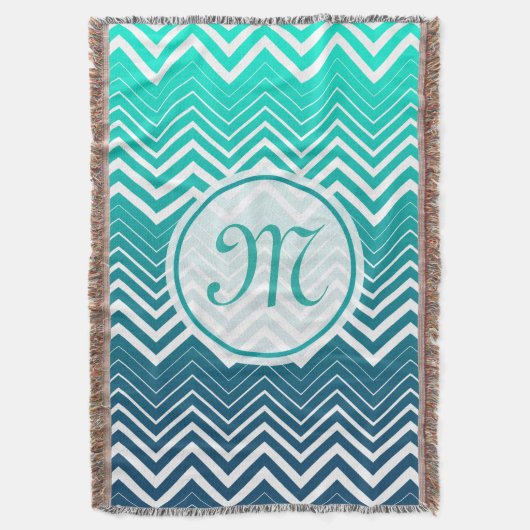 Couverture Zigzag Blanc Chevron Et Arrière - plan Vert Bleu (devant Vertical)